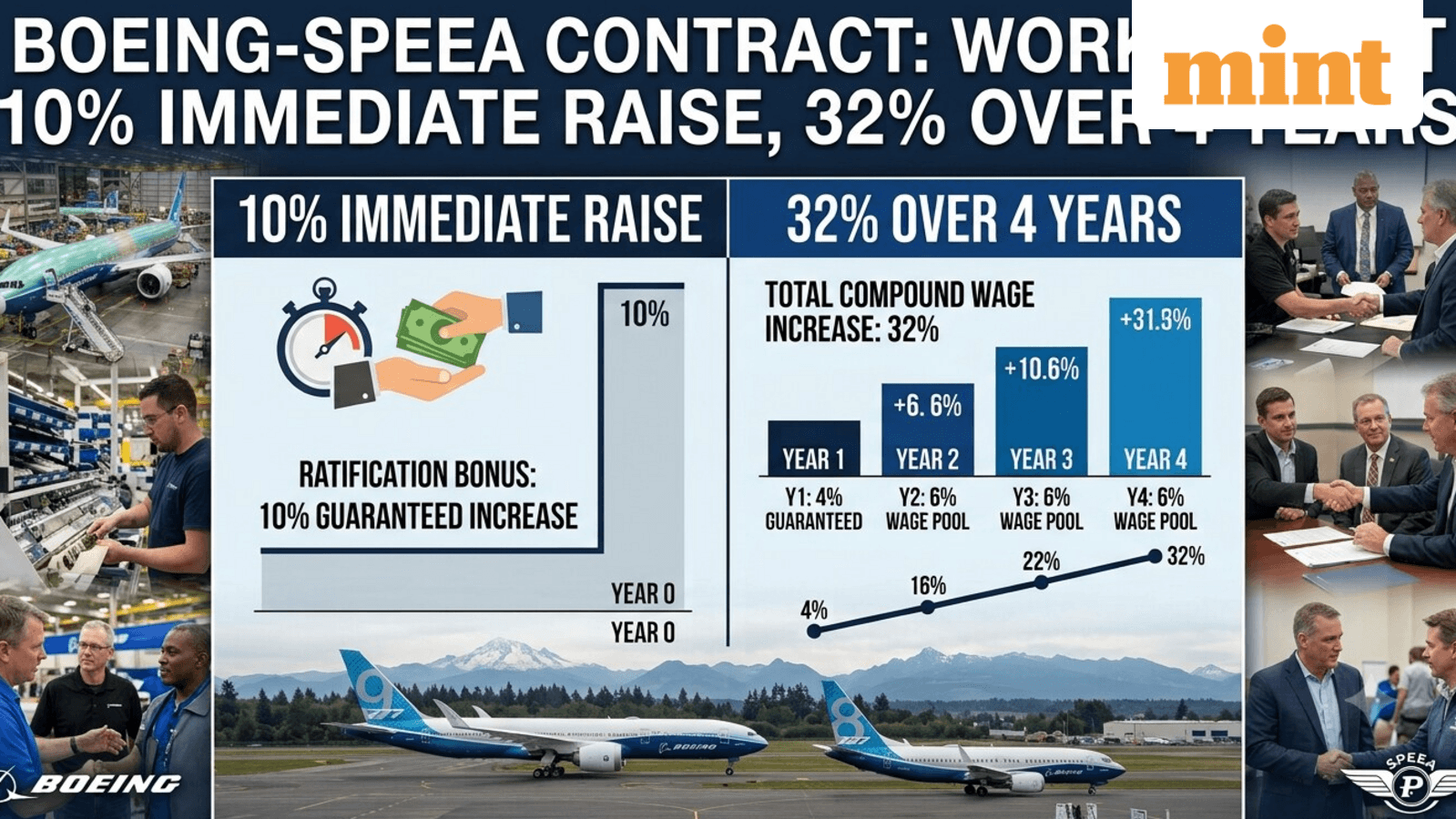 Cover image for Boeing averts strike as engineers ratify deal: 32% pay hike over 4 years, 10% immediate raise | What the contract offers